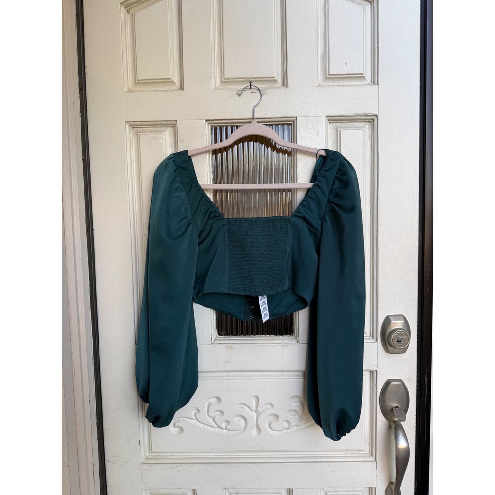 Urban Outfitters Teal Blue Maddie Bustier Corset Hook Eye Crop Top Size Small - Picture 2 of 9